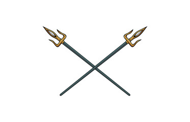 crossed spear vector icon set isolated on white background, vector illustration