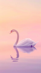 Fototapeta premium White swan floating on the lake