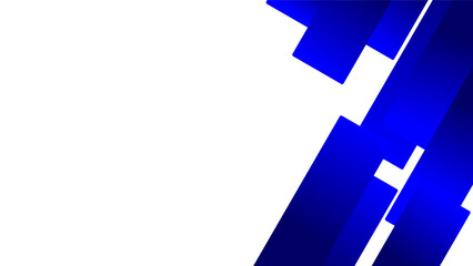 Side blue diagonal shape frame over white negative space background