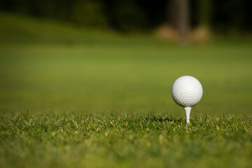 .Golf course with ball and grass