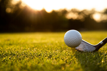 Playing Golf ball, course on a sunny day