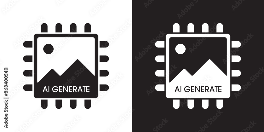 Aufkleber AI generate image icon. Image enhancement, improve quality and generative by Machine learning. AI enters by command prompt to generate ideas. Icon element for apps web. Vector illustration.