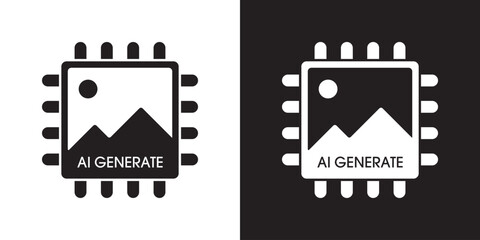 AI generate image icon. Image enhancement, improve quality and generative by Machine learning. AI enters by command prompt to generate ideas. Icon element for apps web. Vector illustration.