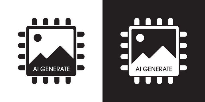 AI generate image icon. Image enhancement, improve quality and generative by Machine learning. AI enters by command prompt to generate ideas. Icon element for apps web. Vector illustration.