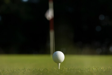 .Golf course with ball and grass