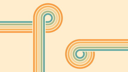 Abstract background of rainbow groovy Wavy Line design in 1970s Hippie Retro style. Vector pattern ready to use for cloth, textile, wrap and other.