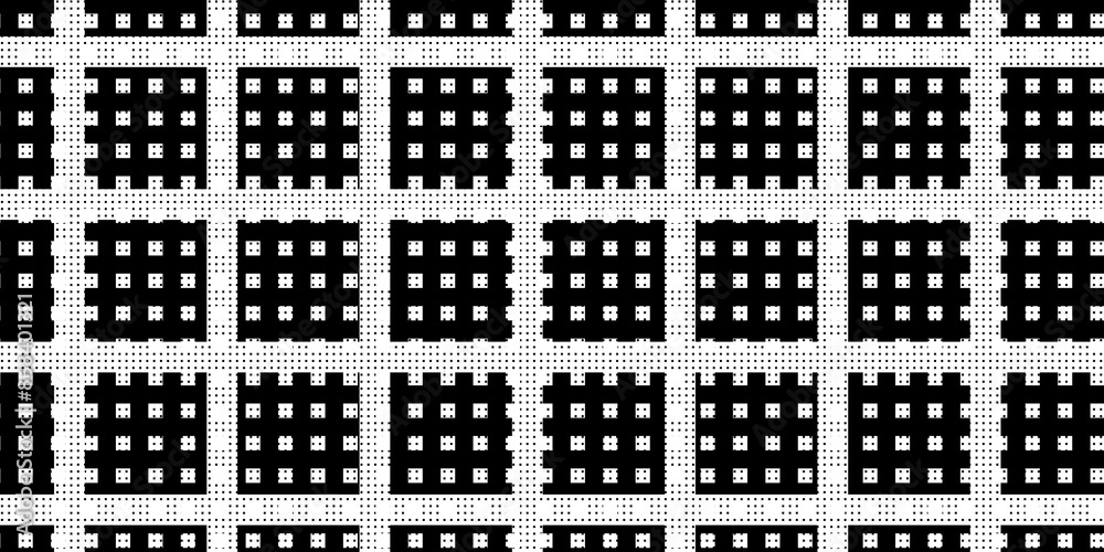 Poster abstract modern minimal black and white monochrome geometry double checker pattern with dots texture