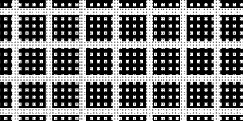 Abstract modern minimal black and white monochrome geometry double checker pattern with dots texture background