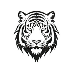 Fototapeta premium Tiger Icon, Tiger Head Isolated, Minimal Cat Head