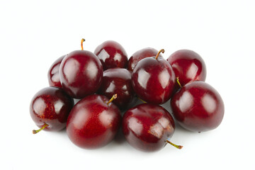 plums isolated on white background.