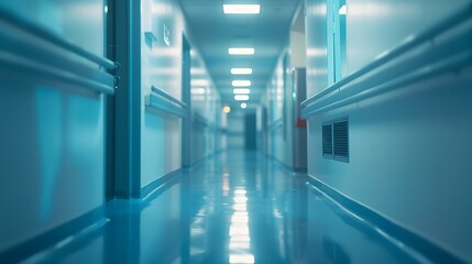 Obraz premium Blurred interior of hospital - abstract medical background. 