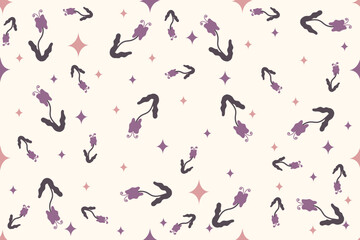 Boho style Summer wallpaper design. Flowers wall decor. Retro pastel color endless Summer background. Simple naive vector aesthetic can used waal decor, fabric, textile print template, EPS 10