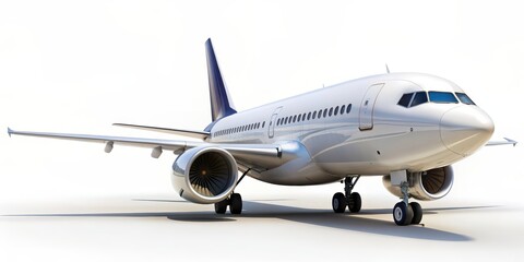 Fototapeta premium Modern aircraft isolated on white background, airplane, jet, aviation, transportation, technology, sleek, travel, luxury