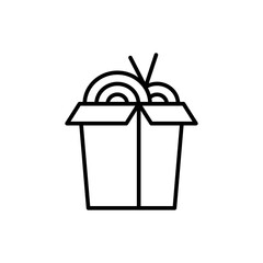 Noodle box outline icons, minimalist vector illustration ,simple transparent graphic element .Isolated on white background