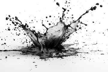 black ink splash explosion, white background, in the style of high resolution photography