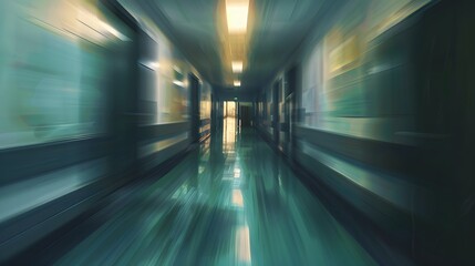 Blurred interior of hospital - abstract medical background. 