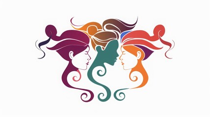 Obraz premium Colorful silhouettes of a diverse and multicultural community. Illustration of a multi-ethnic group of people, portraits in simple colors