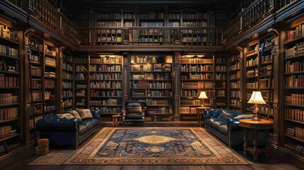 Contemporary Library with Cozy Study Spaces