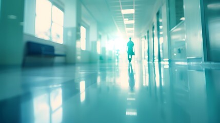 Fototapeta premium Blurred interior of hospital - abstract medical background. 