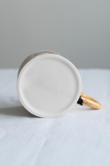 Creative ceramic cup is on the table