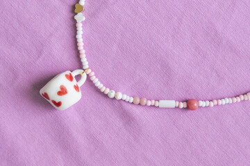 Top view of beaded beads handmade in a creative way	