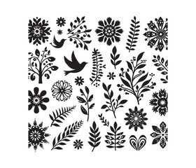 Nature-Inspired Patterns vector art graphic resources silhouette vector style, white background