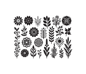 Nature-Inspired Patterns vector art graphic resources silhouette vector style, white background