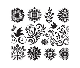 Nature-Inspired Patterns vector art graphic resources silhouette vector style, white background