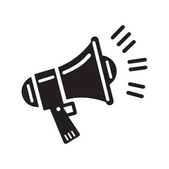 Megaphone music flat style icon symbol. Voice sound silhouette vector with white background
