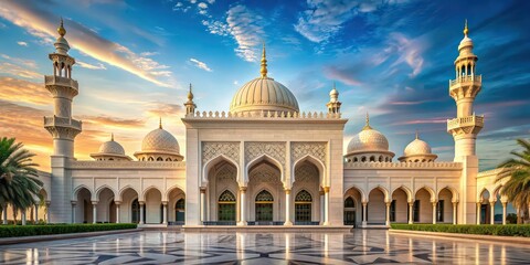 Obraz premium Elegant mosque with intricate architectural details , mosque, elegant, architecture, detail, religion, building, Islamic