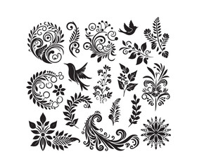 Nature-Inspired Patterns vector art graphic resources silhouette vector style, white background