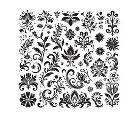 Nature-Inspired Patterns vector art graphic resources silhouette vector style, white background
