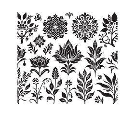 Nature-Inspired Patterns vector art graphic resources silhouette vector style, white background