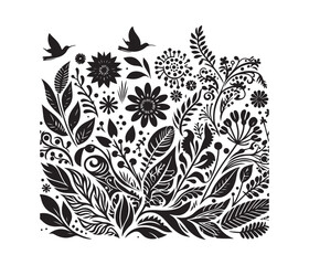 Nature-Inspired Patterns vector art graphic resources silhouette vector style, white background