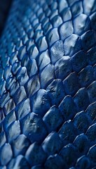 Fototapeta premium Blue snake skin leather texture. Close up reptile background