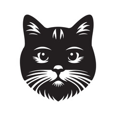 A black and white cute cat had silhouette vector art illustrator with white background
