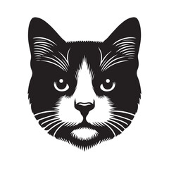A black and white cute cat had silhouette vector art illustrator with white background
