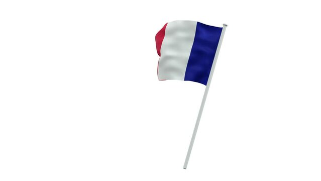drapeau Fran&ccedil;ais qui s'agite sur un fond transparent - canal alpha s&eacute;par&eacute;