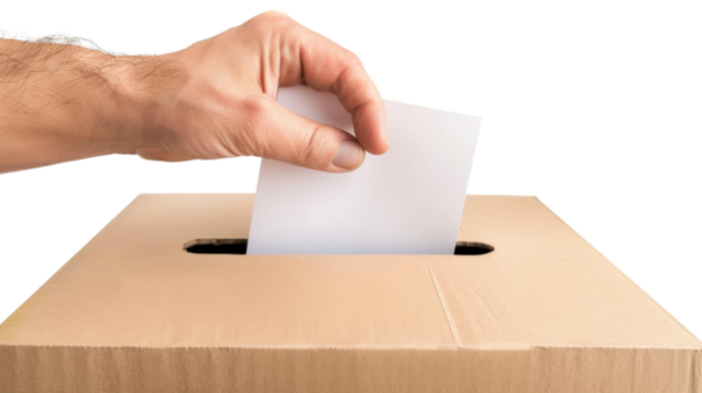Elections Vote , voting hand paper, in box,  on Referendum, president,  on transparent background