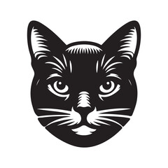 A black and white cute cat had silhouette vector art illustrator with white background