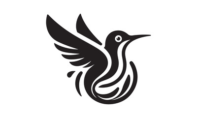 Hummingbird Icon Silhouette, Files for Cutting Cricut and Silhouette, Isolated on white background, Calligraphy t shirt design, Hand drawn lettering phrase, card, flyer EPS 10