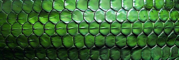 Obraz premium Green snake skin leather texture. Close up reptile background