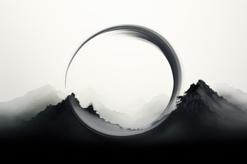 generated illustration of zen enso chinese painting in style
