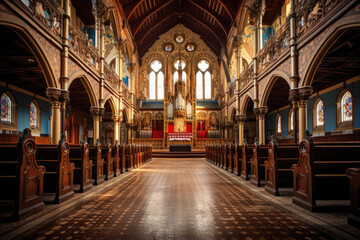 Fototapeta premium generated illustration of interior of church