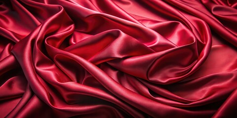 Obraz premium Enigmatic elegance Crimson satin draped in luxurious folds, capturing the opulence of textured silk fabric , luxury, elegant, red