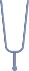 Metal tuning fork standing on a white background, used to tune musical instruments and in sound therapy
