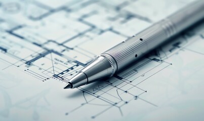 Silver Pen on a Blueprint