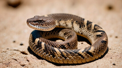 Obraz premium Rattlesnake on Solid Color Background. Minimal Abstract Digital Art