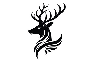 Deer head silhouette vector Logo illustration