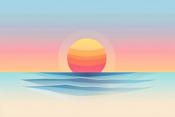 A travel horizon icon with a sunrise that colors the sky in gradients